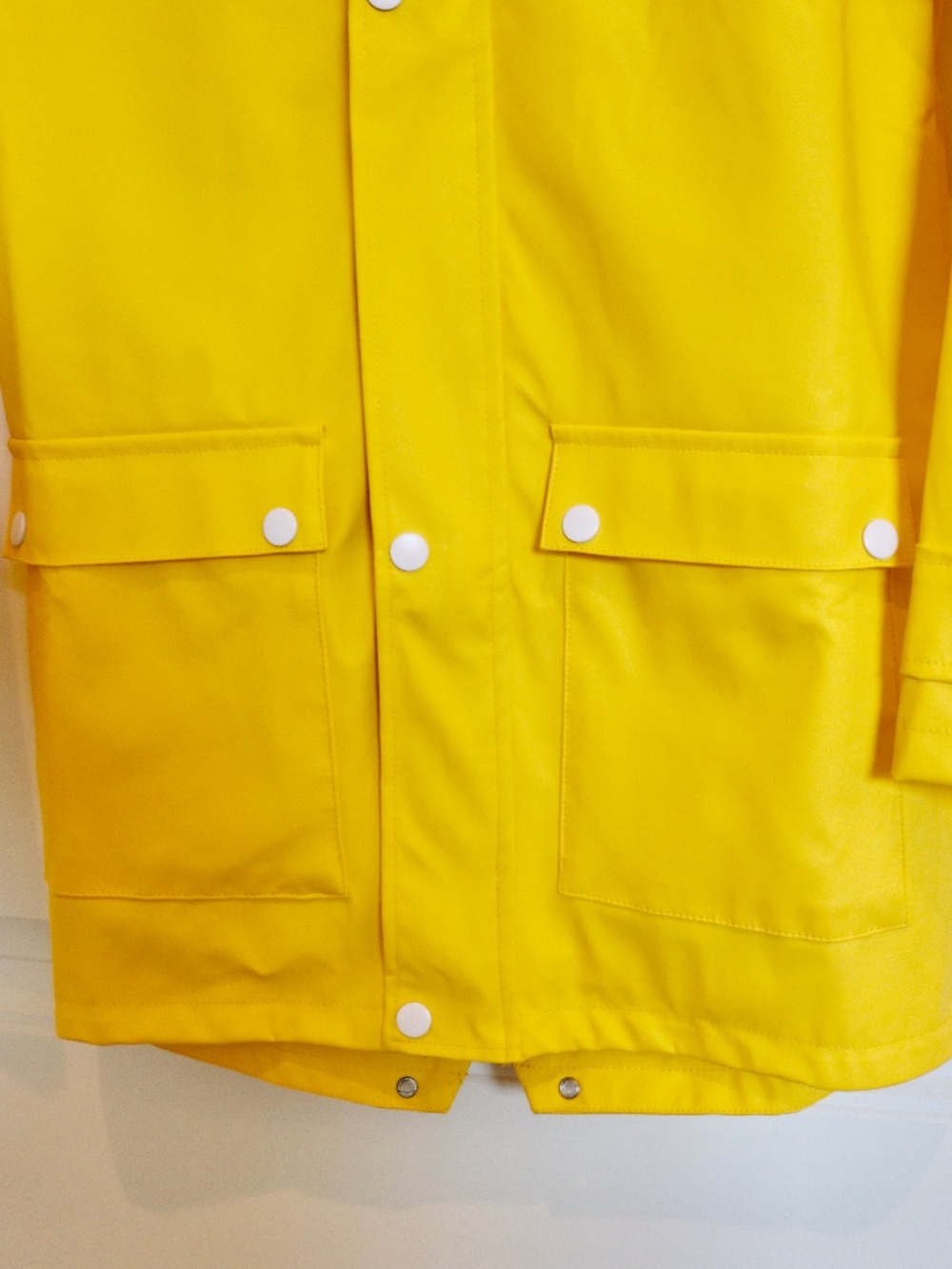 Girls Yellow Waterproof Hooded Raincoat w/ Pink Floral Lining SZ 11/12 Coraline - Picture 3 of 13